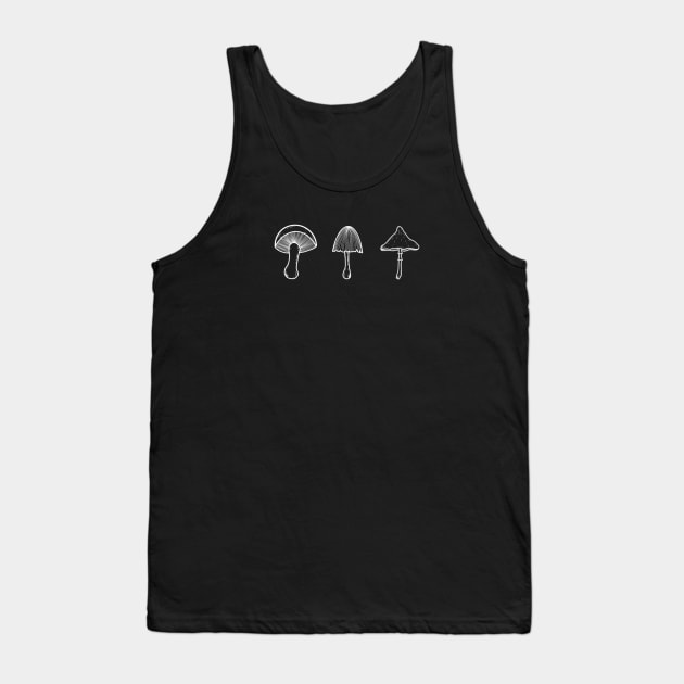 Three Mushroom Fungi Outdoors Minimalist T-Shirt Tank Top by BlackSpruce